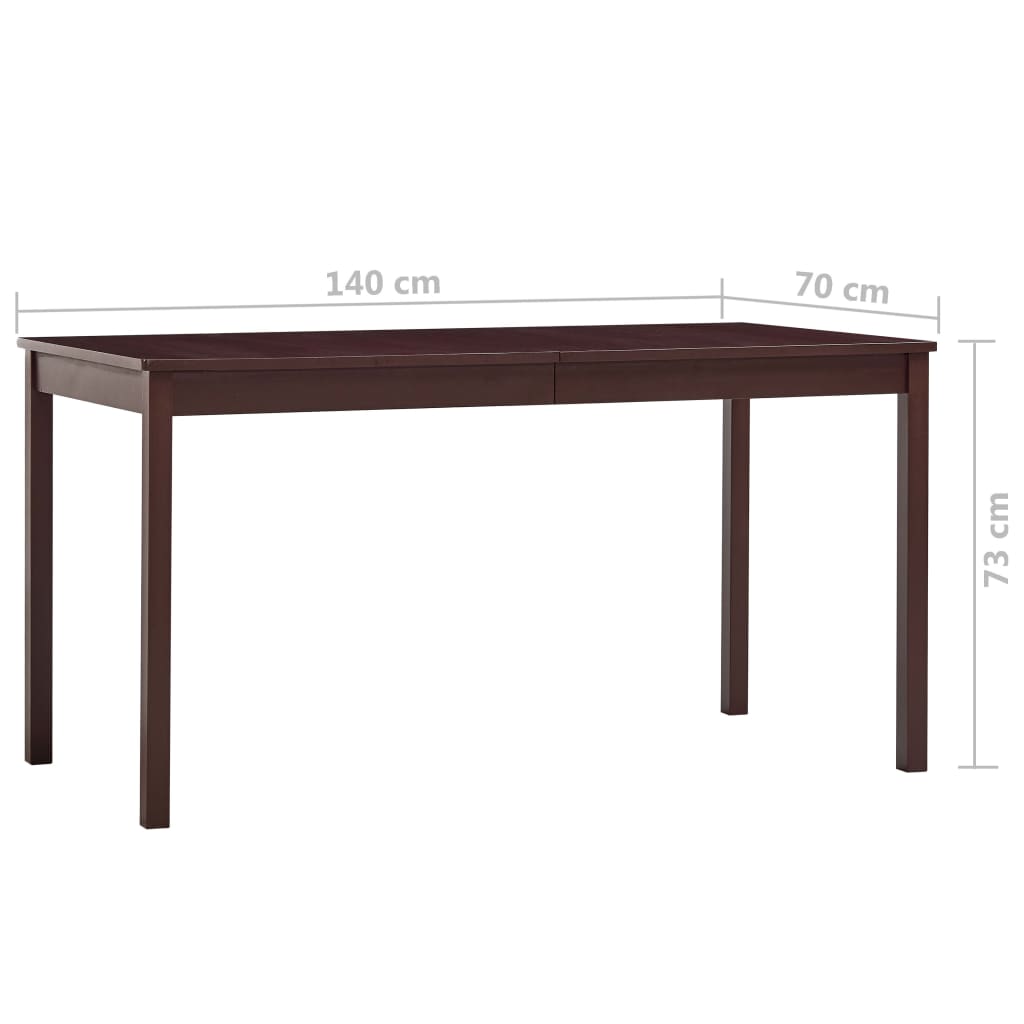 283401 vidaXL Dining Table Dark Brown 140x70x73 cm Pinewood