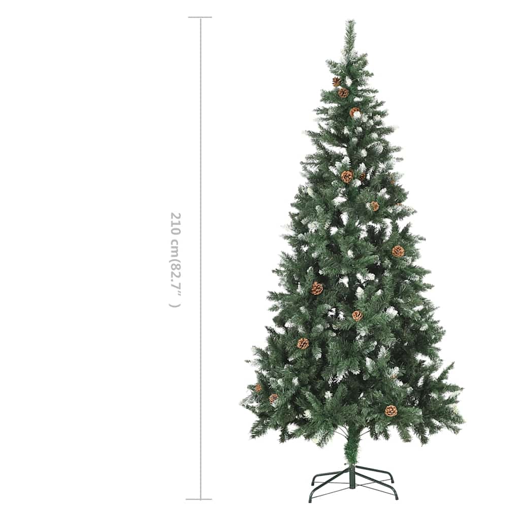Artificial Christmas Tree with Pine Cones&White Glitter 210 cm