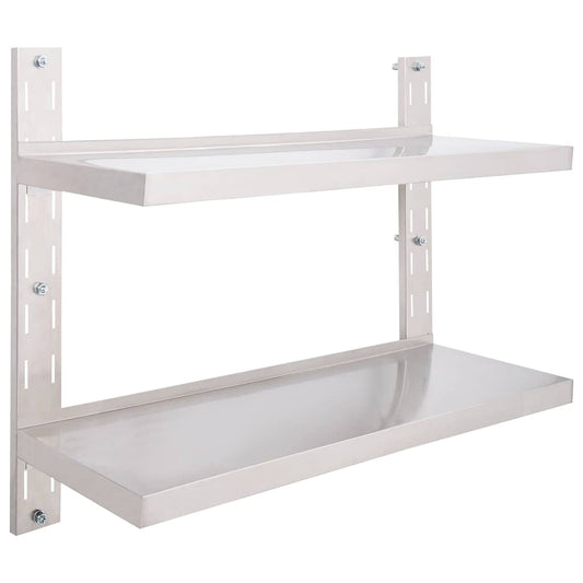 2-Tier Floating Wall Shelf Stainless Steel 100x30 cm 2-Tier Floating Wall Shelf Stainless Steel 100x30 cm