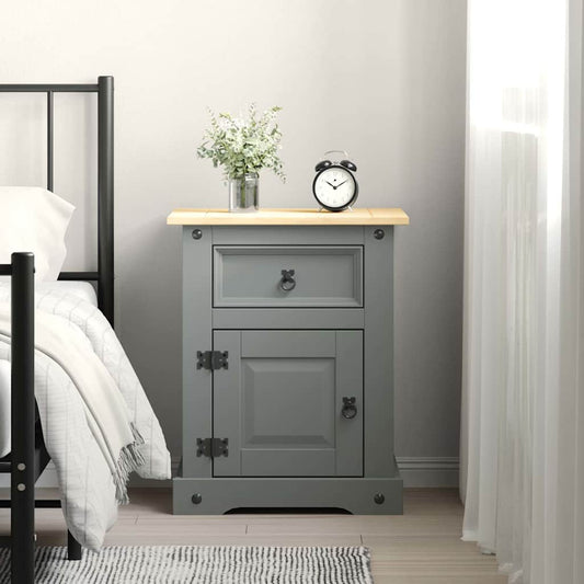 Bedside Cabinet Mexican Pine Corona Range Grey 53x39x67 cm Bedside Cabinet Mexican Pine Corona Range Grey 53x39x67 cm