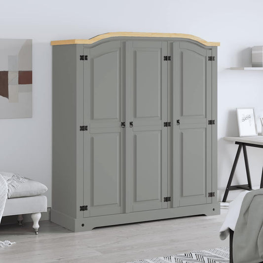 282621 vidaXL Wardrobe Mexican Pine Corona Range 3 Doors Grey 282621 vidaXL Wardrobe Mexican Pine Corona Range 3 Doors Grey