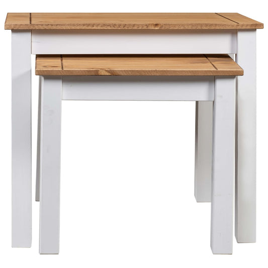 Nesting Tables 2 pcs White Solid Pine Wood Panama Range Nesting Tables 2 pcs White Solid Pine Wood Panama Range