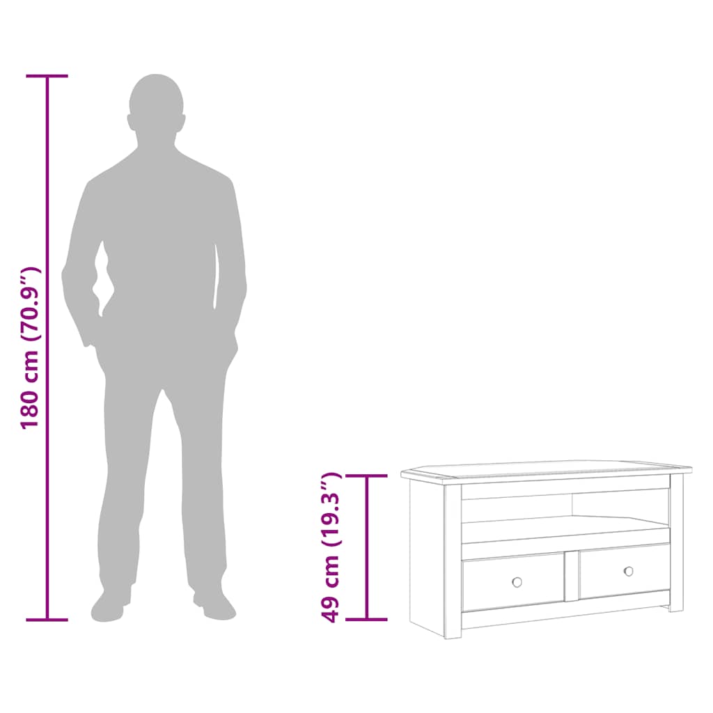 282685 vidaXL Corner TV Cabinet 93x49x49 cm Solid Pine Panama Range