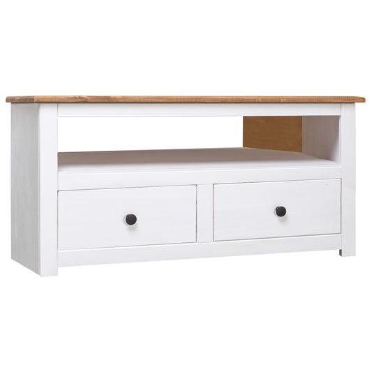 Corner TV Cabinet White 93x49x49 cm Solid Pine Panama Range Corner TV Cabinet White 93x49x49 cm Solid Pine Panama Range