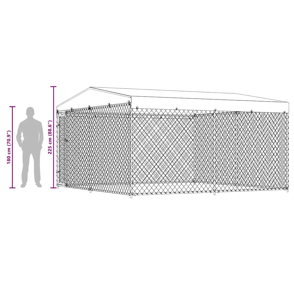 145029 vidaXL Outdoor Dog Kennel with Roof 382x382x225 cm