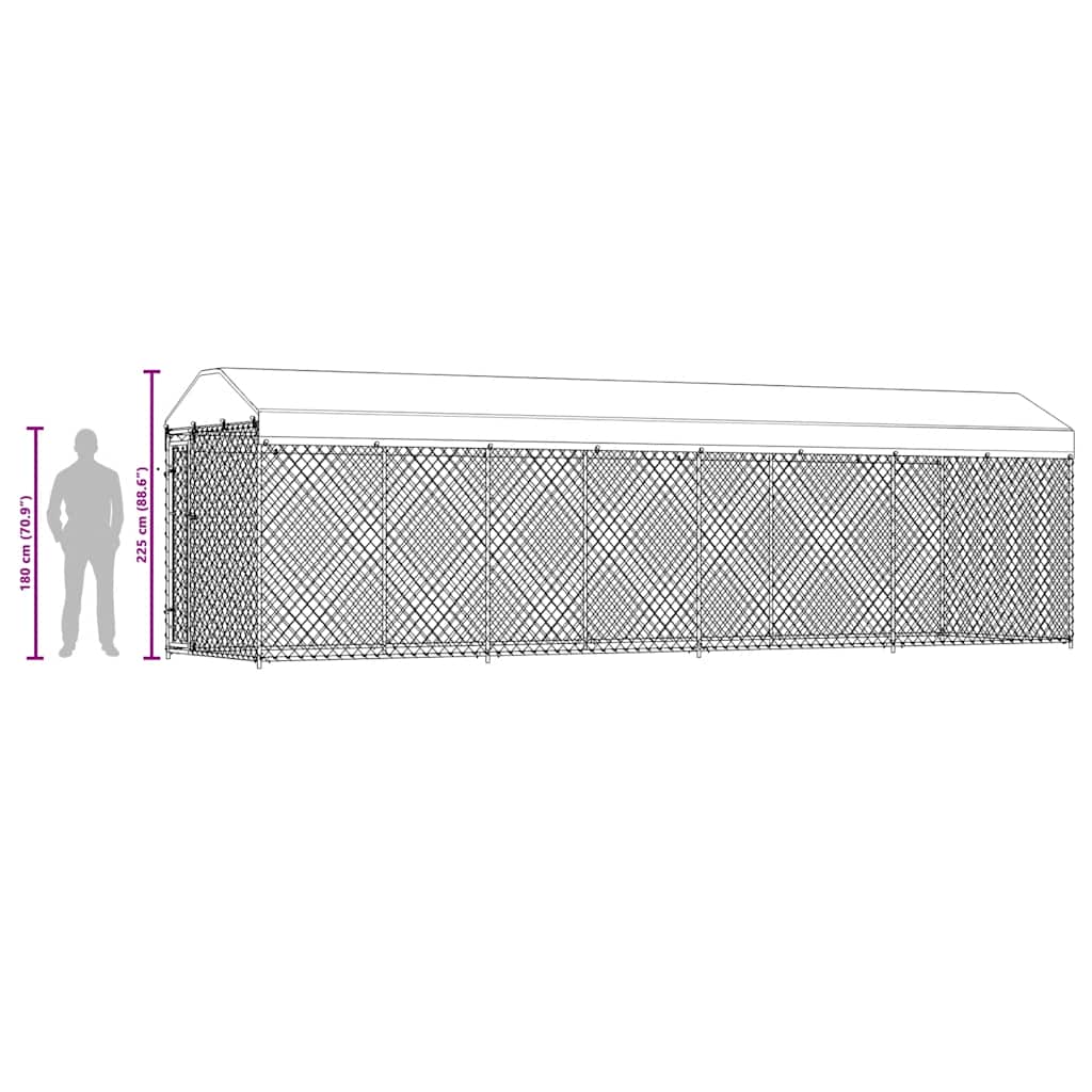 Outdoor Dog Kennel with Roof 760x190x225 cm