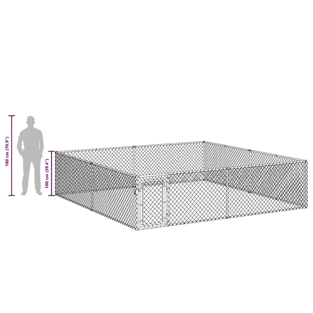 Outdoor Dog Kennel Galvanised Steel 4x4x1 m
