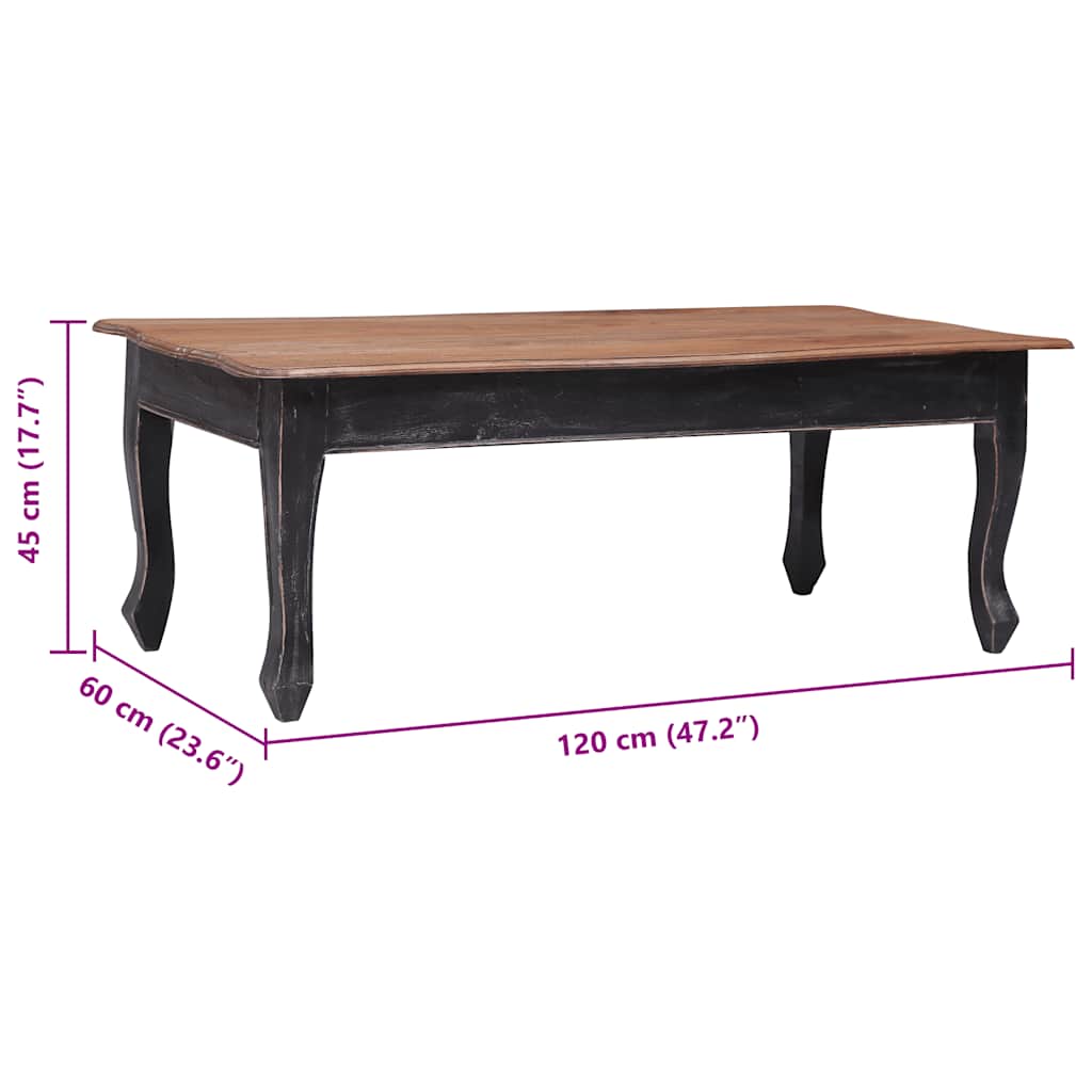 283904 vidaXL Coffee Table Black 120x60x45 cm Solid Mahogany Wood