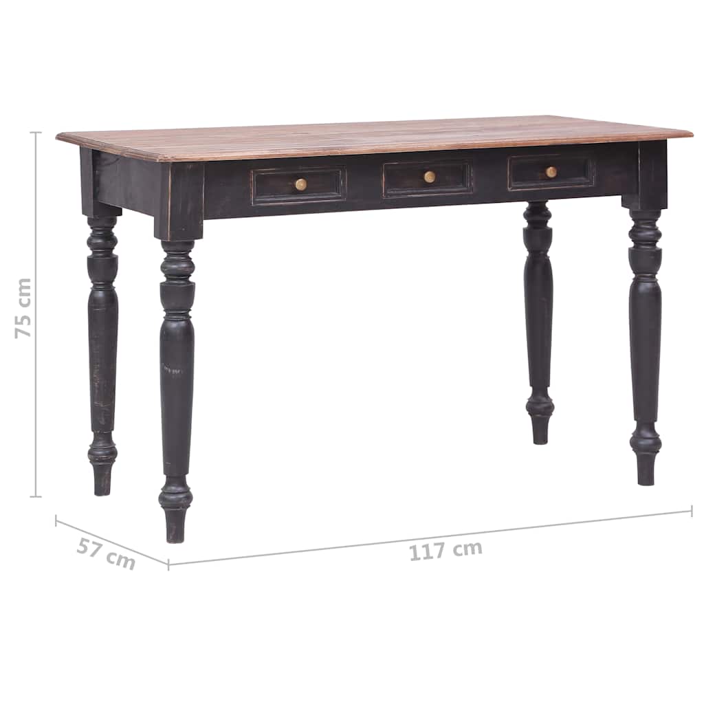 283907 vidaXL Desk with 3 Drawers 117x57x75 cm Solid Mahogany Wood