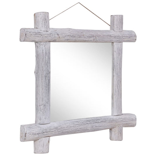 Log Mirror White 70x70 cm Solid Reclaimed Wood Log Mirror White 70x70 cm Solid Reclaimed Wood