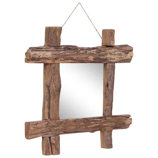 Log Mirror Natural 50x50 cm Recycled Teak Wood Log Mirror Natural 50x50 cm Recycled Teak Wood