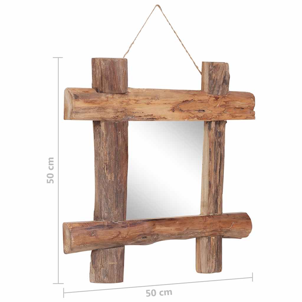 Log Mirror Natural 50x50 cm Recycled Teak Wood