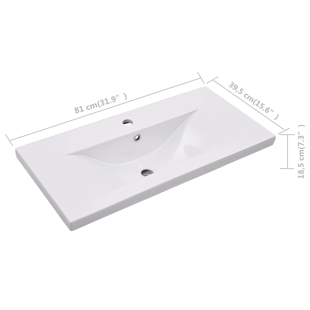 145062 vidaXL Built-in Basin 81x39,5x18,5 cm Ceramic White