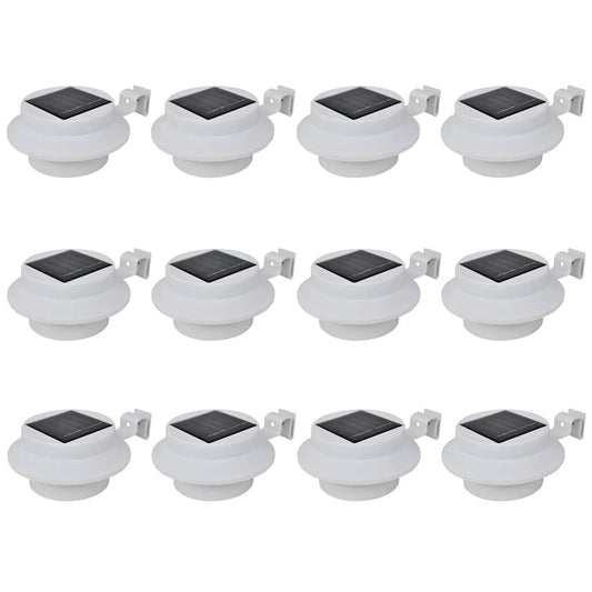 Outdoor Solar Fence Lamps 12 pcs LED White Outdoor Solar Fence Lamps 12 pcs LED White