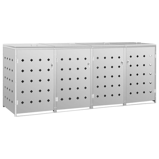 145382 vidaXL Quadruple Wheelie Bin Shed 240 L Stainless Steel 145382 vidaXL Quadruple Wheelie Bin Shed 240 L Stainless Steel