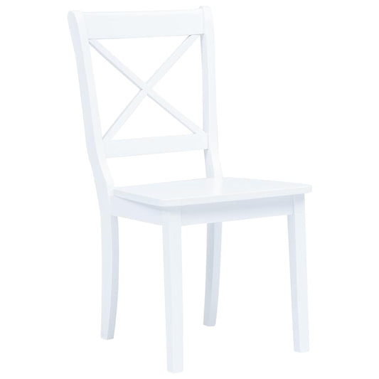 Dining Chair | Set of 6 | White | Solid rubber wood | Standard Dining Chair | Set of 6 | White | Solid rubber wood | Standard