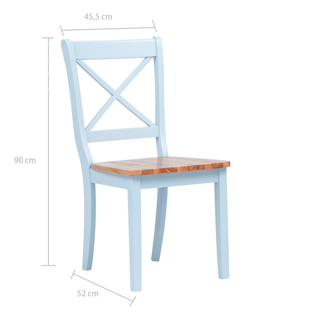 Dining Chairs 6 pcs Grey and Natural Solid Rubber Wood