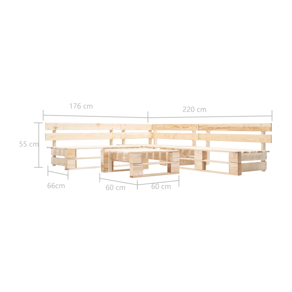 4 Piece Garden Pallet Lounge Set Natural Wood