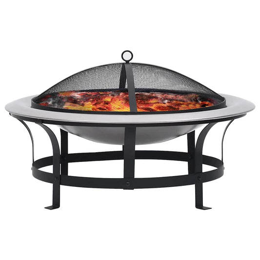 Outdoor Fire Pit with Grill Stainless Steel 76 cm Outdoor Fire Pit with Grill Stainless Steel 76 cm