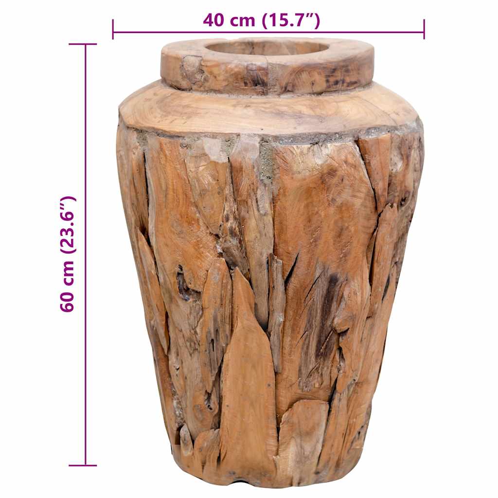 285211 vidaXL Decoration Vase 40x60 cm Solid Teak Wood