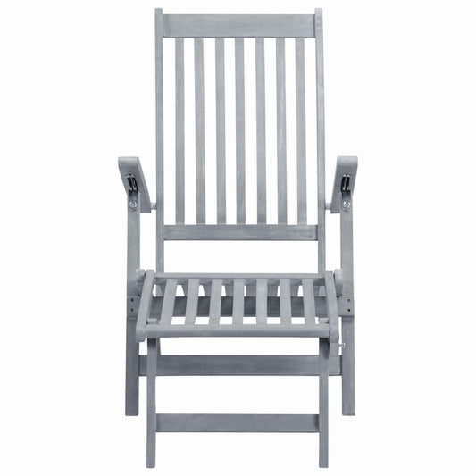 Outdoor Deck Chair with Footrest Grey Wash Solid Acacia Wood Outdoor Deck Chair with Footrest Grey Wash Solid Acacia Wood