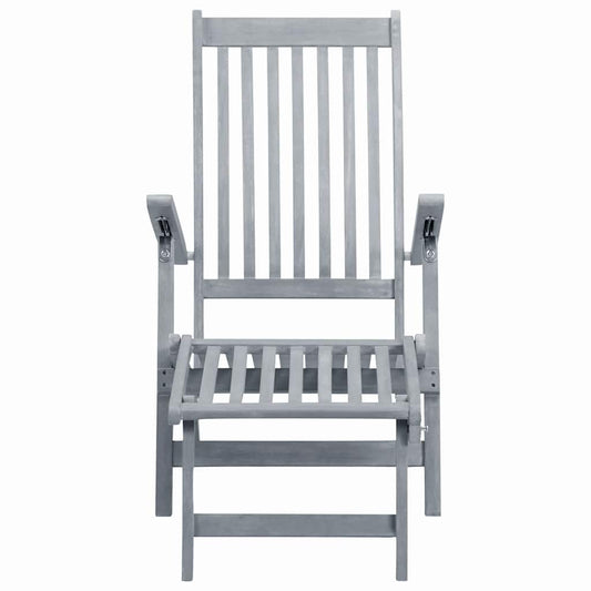 45957 vidaXL Outdoor Deck Chair with Footrest Grey Wash Solid Acacia Wood 45957 vidaXL Outdoor Deck Chair with Footrest Grey Wash Solid Acacia Wood