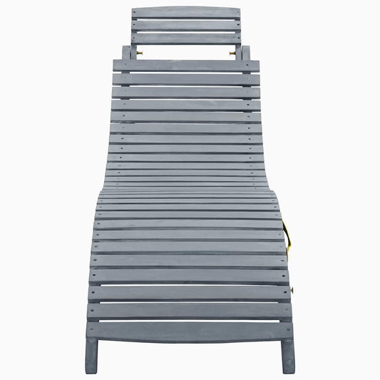 Sun Lounger Grey Wash Solid Acacia Wood Sun Lounger Grey Wash Solid Acacia Wood