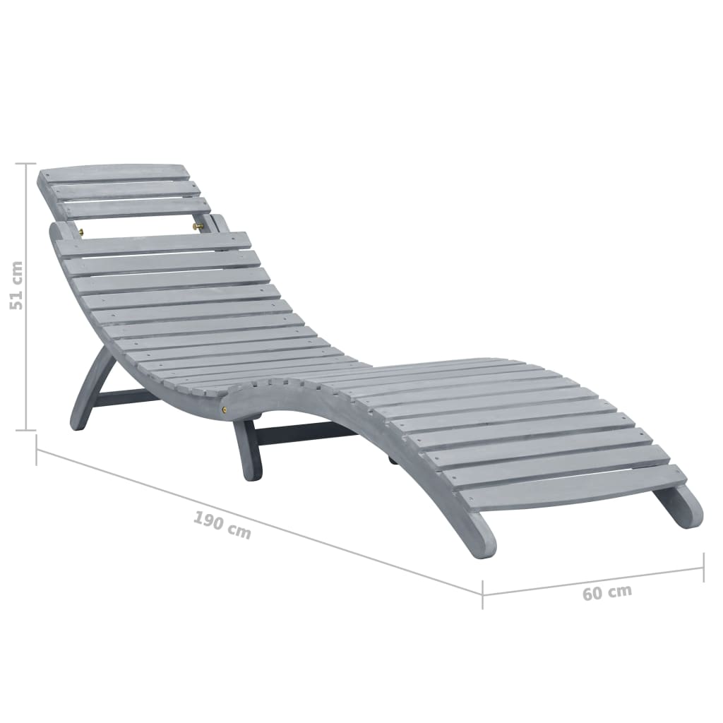 Sun Lounger | Grey wash | Solid acacia wood | Standard Sun Lounger Size