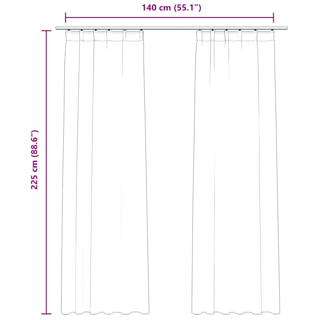 Blackout Curtains 2 pcs with Hooks Velvet Black 140x225 cm
