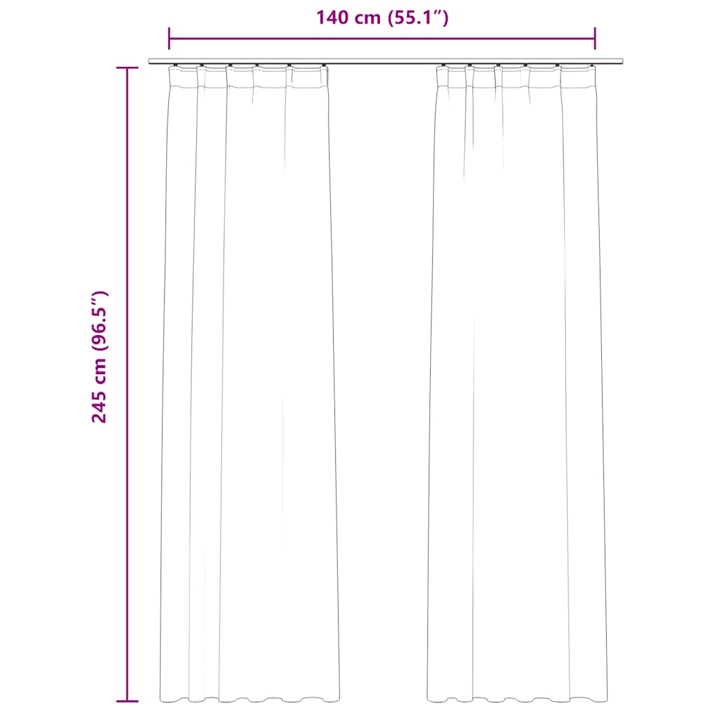 Blackout Curtains 2 pcs with Hooks Velvet Beige 140x245 cm