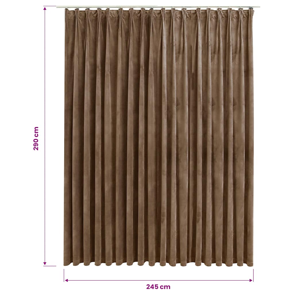 Blackout Curtain with Hooks Velvet Beige 290x245 cm