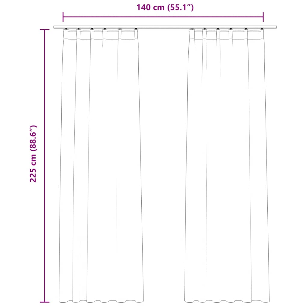 Blackout Curtains 2pcs with Hooks Velvet Antique Pink 140x225cm