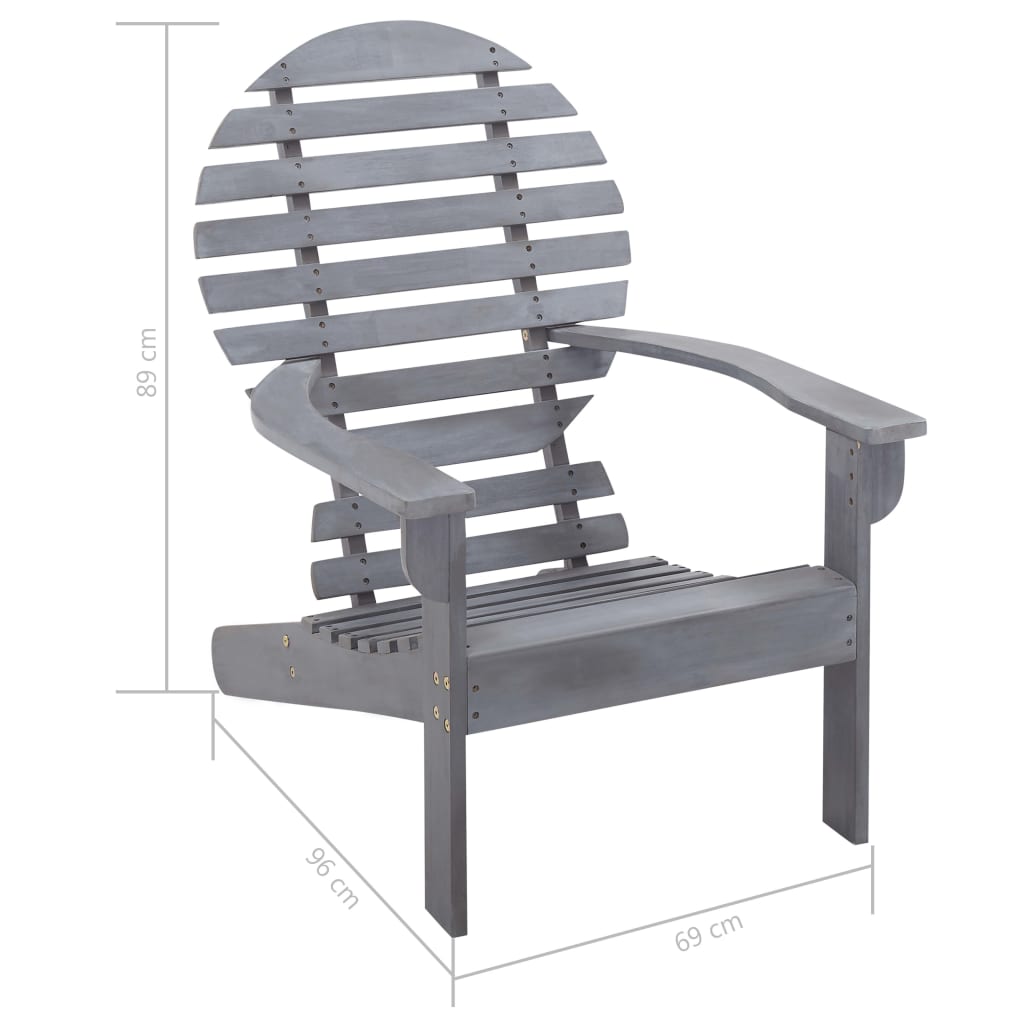 Adirondack Chair Solid Acacia Wood Grey