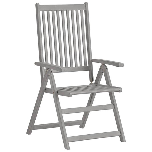 Reclining Folding Chairs 2 pcs Grey Solid Acacia Wood Reclining Folding Chairs 2 pcs Grey Solid Acacia Wood