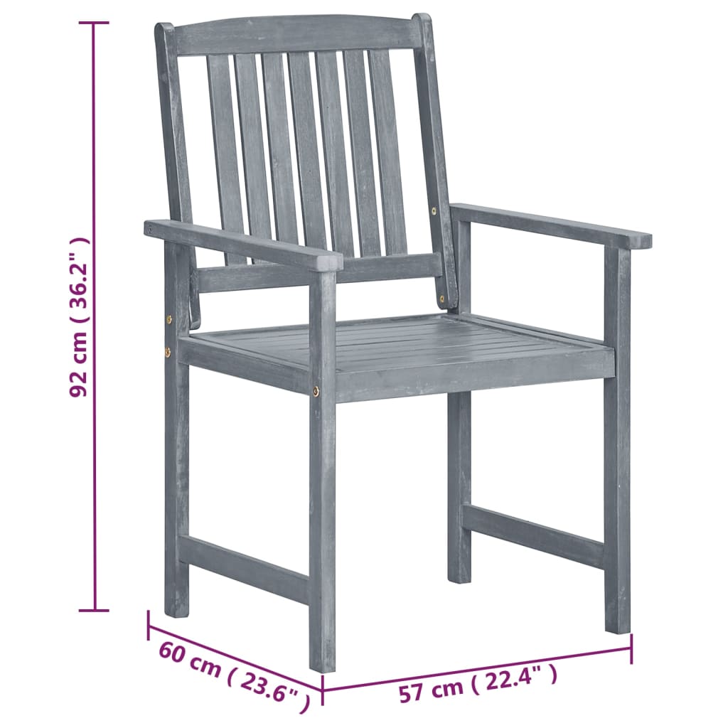 Outdoor Chair | Set of 2 | Grey | Solid Acacia Wood | Standard | Durable