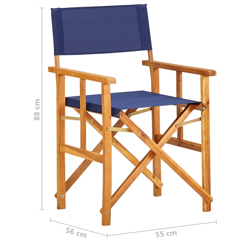 Chair | Set of 2 | Natural wood colour and Blue