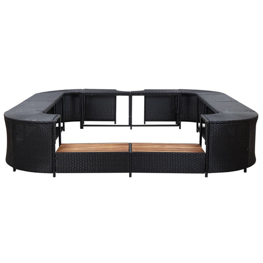 Spa Surround | Black | PE rattan, powder-coated steel, solid acacia wood Spa Surround | Black | PE rattan, powder-coated steel, solid acacia wood
