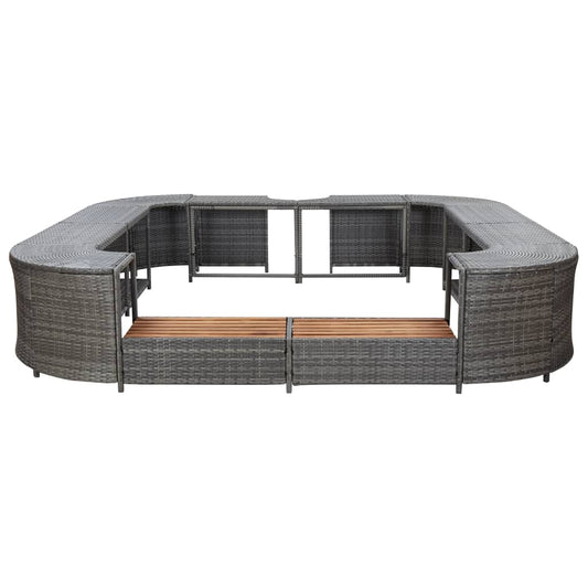 Square Spa Surround Grey 268 x 268 x 55 cm Poly Rattan Square Spa Surround Grey 268 x 268 x 55 cm Poly Rattan