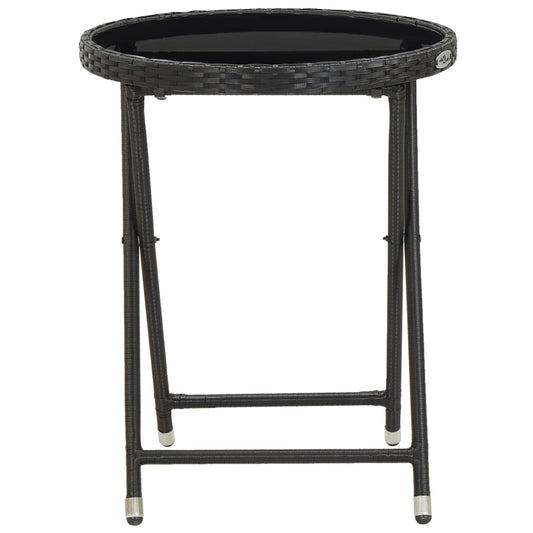Tea Table Black 60 cm Poly Rattan and Tempered Glass Tea Table Black 60 cm Poly Rattan and Tempered Glass