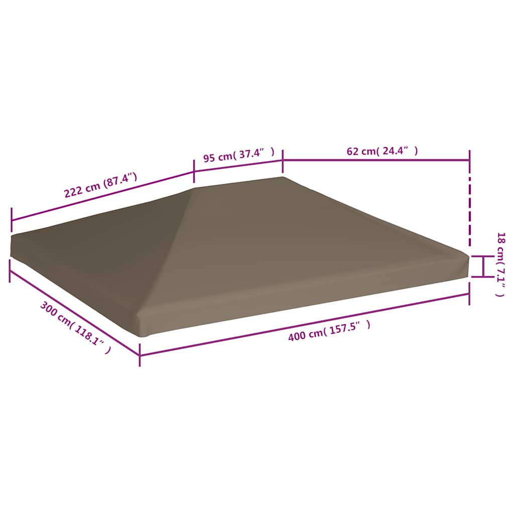 Gazebo Top Cover 310 g/m² 3x4 m Taupe