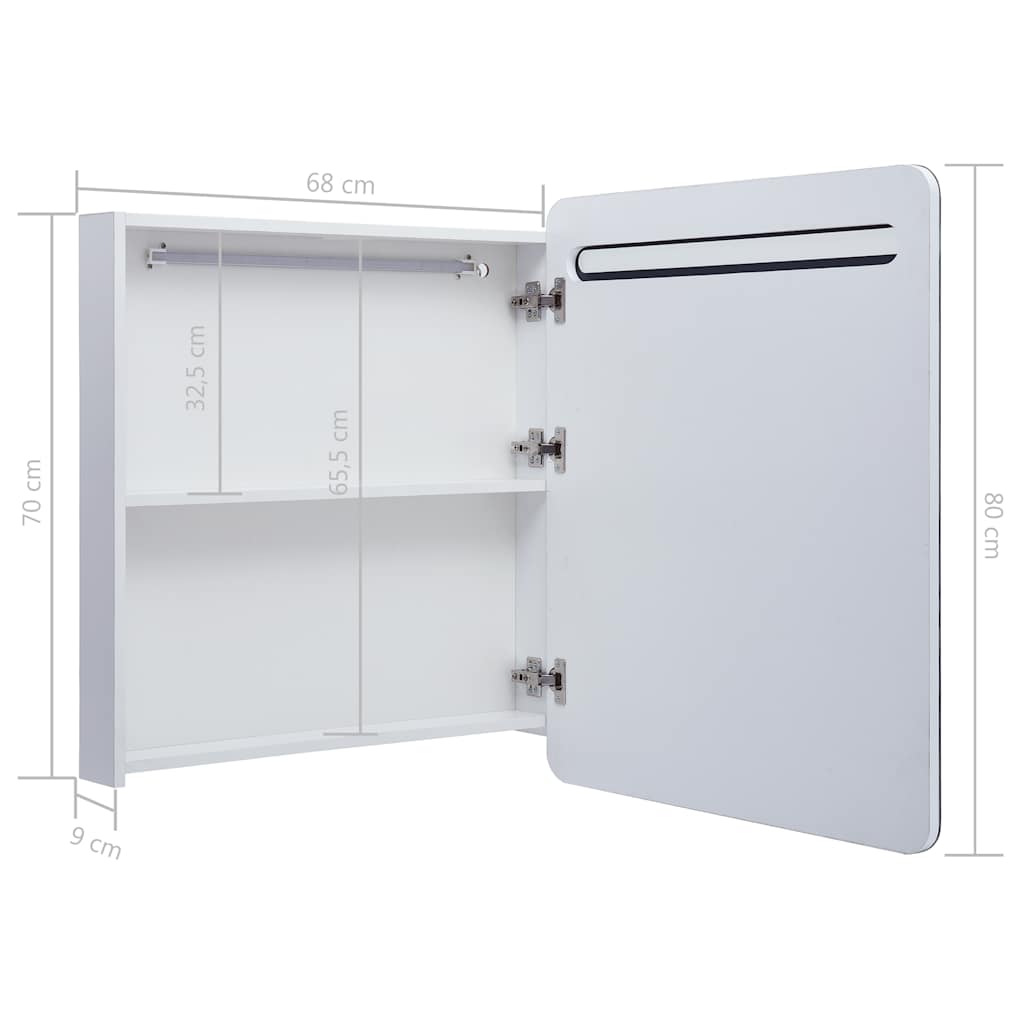285119 vidaXL LED Bathroom Mirror Cabinet 68x9x80 cm