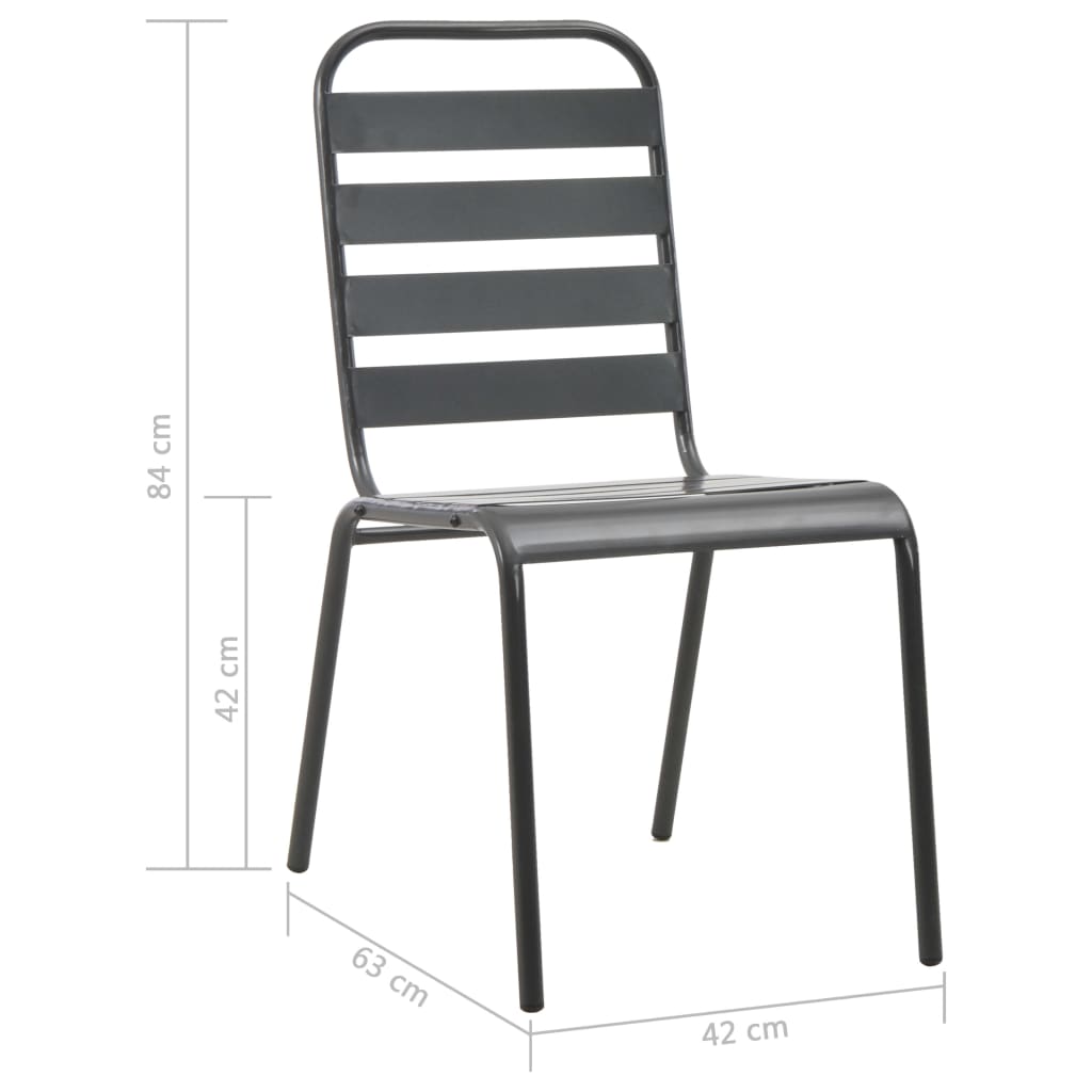 46633 vidaXL 9 Piece Outdoor Dining Set Steel Dark Grey