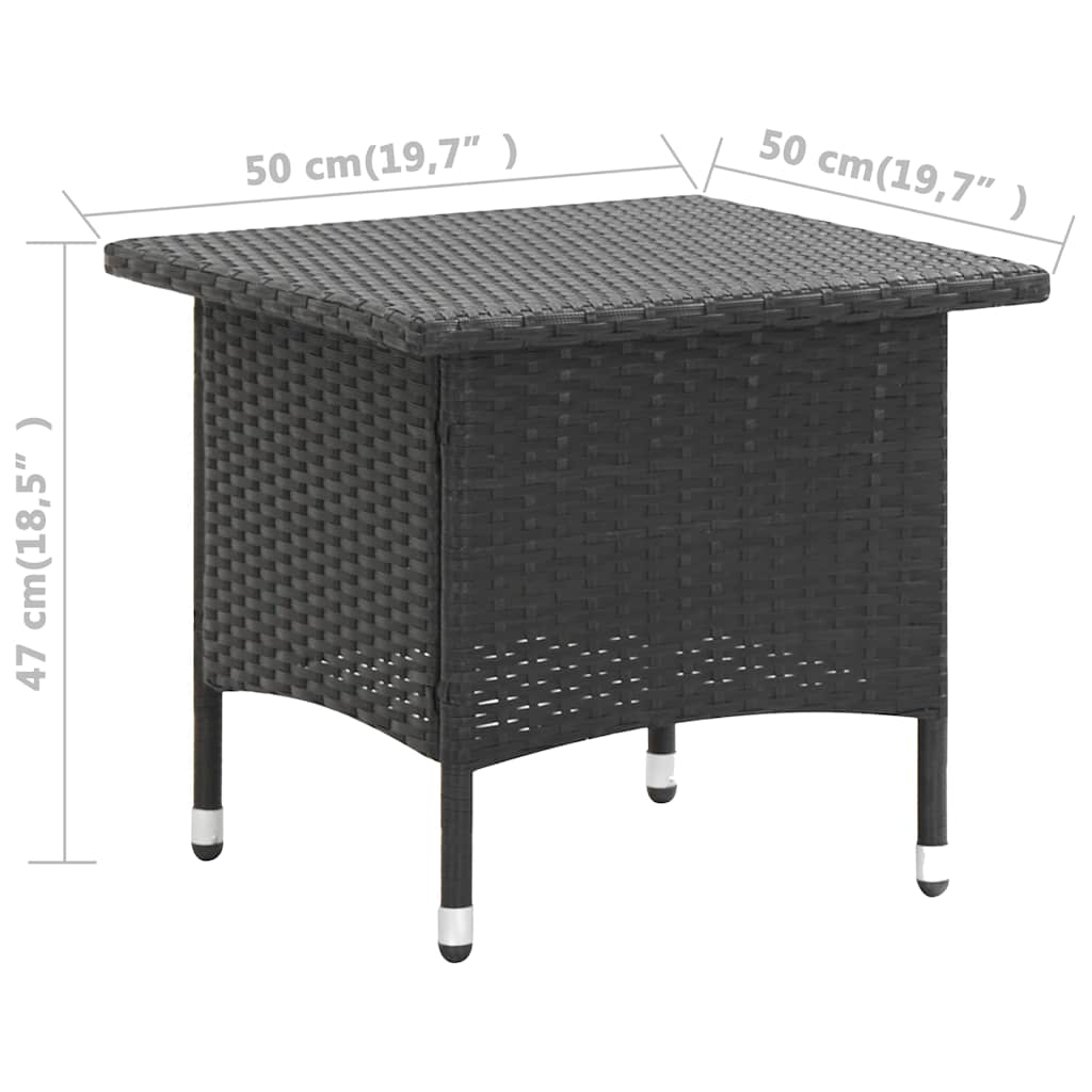 46250 vidaXL Tea Table Black 50x50x47 cm Poly Rattan