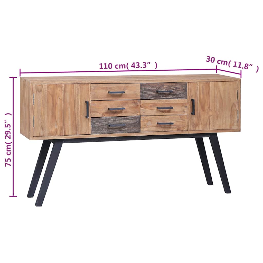285314 vidaXL Side Cabinet 110x30x75 cm Solid Teak