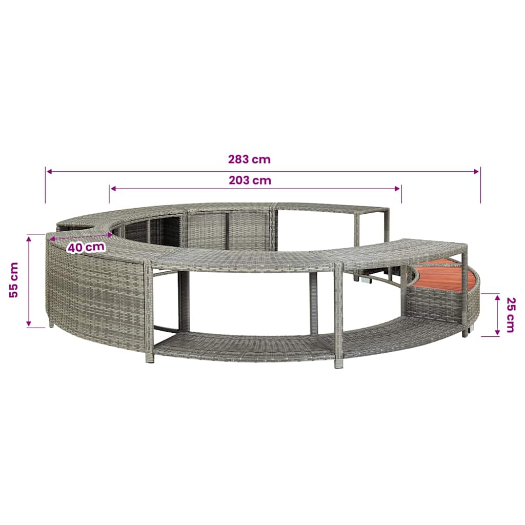 Hot Tub Surround Grey Poly Rattan