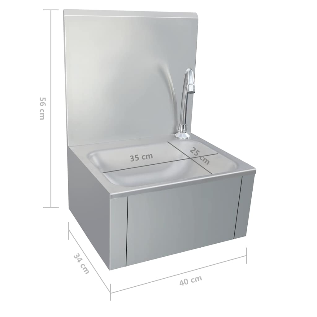 51114 vidaXL Hand Wash Sink with Faucet and Soap Dispenser Stainless Steel