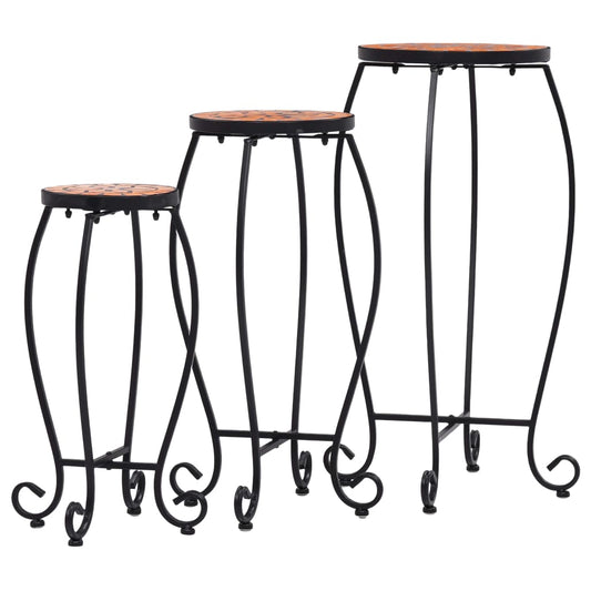 Table | Set of 3 | Terracotta and Black | Iron frame, Ceramic top Table | Set of 3 | Terracotta and Black | Iron frame, Ceramic top