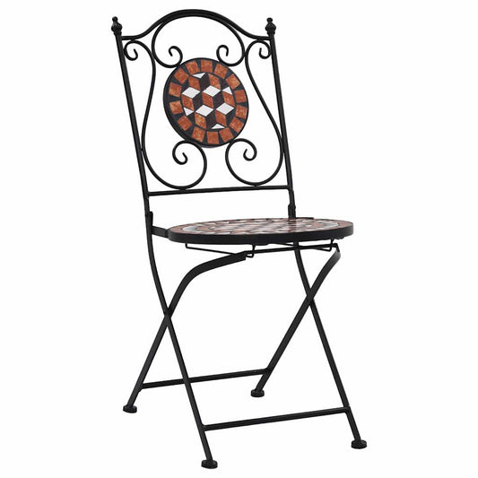 Mosaic Folding Chairs 2 pcs Brown Ceramic Mosaic Folding Chairs 2 pcs Brown Ceramic