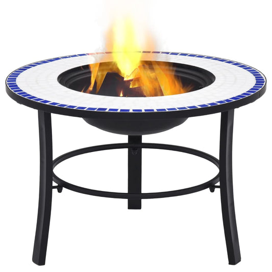 Mosaic Fire Pit Blue and White 68cm Ceramic Mosaic Fire Pit Blue and White 68cm Ceramic