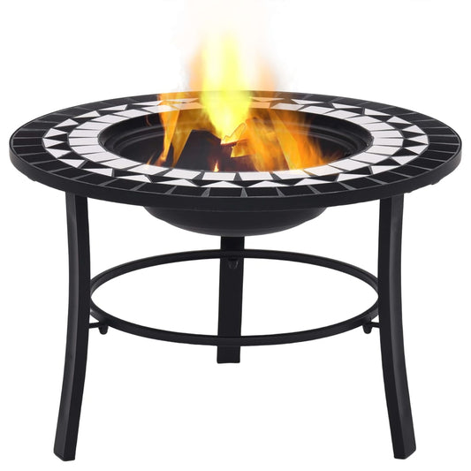 Mosaic Fire Pit Black and White 68cm Ceramic Mosaic Fire Pit Black and White 68cm Ceramic